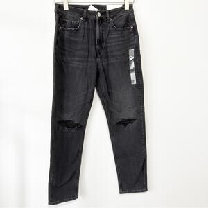 American Eagle Outfitters mom jeans black distressed ripped denim size 6 NWT AEO